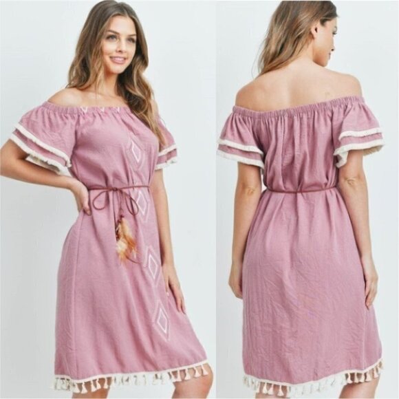 Boho Babe Pink Embroidered Dress - Picture 1 of 8
